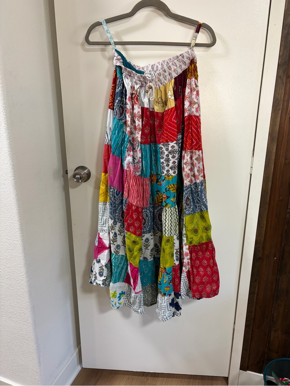 Women’s Multicolor Patchwork Maxi Skirt - Elastic Waist